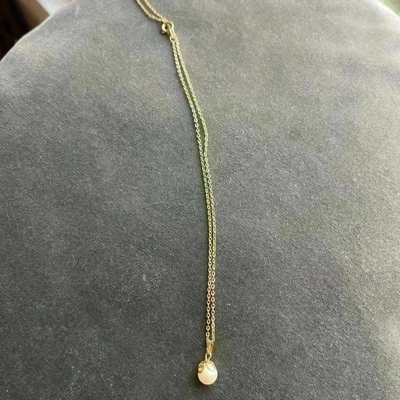 Costume Jewelry Pearl Necklace Gold drop dangle bridal luster boho luxury 16“ - Picture 9 of 9